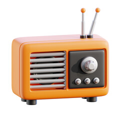 Orange Retro Radio 3D Render