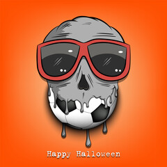 Happy Halloween. Soccer ball with skull