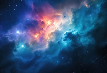 Naklejka premium Colorful nebula swirls through star-studded space