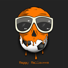 Happy Halloween. Soccer ball with skull