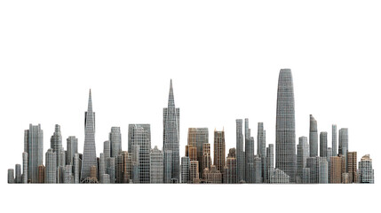 Cityscape Skyline at Night with Metallic Buildings