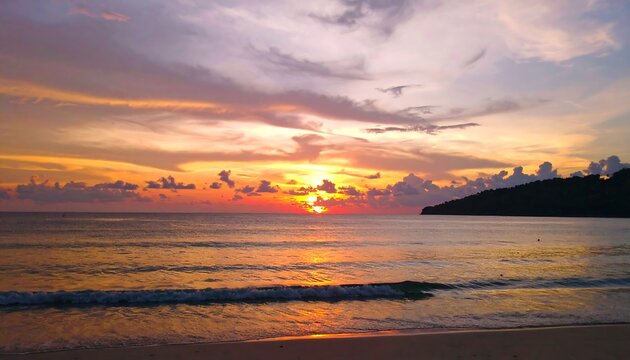 Sunset over tranquil beach