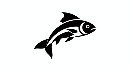 Fototapeta premium A sleek, stylized vector illustration of a fish in black and white, perfect for use in logos, icons, or designs related to aquatic themes and nature.