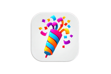 Colorful Festive Party Popper on White Background