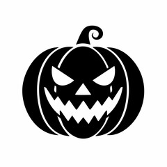 Fototapeta premium Classic Halloween jack-o'-lantern silhouette design. A menacing carved pumpkin with a glowing, scary face, perfect for spooky holiday season decorations and festive themes