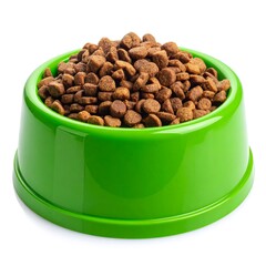 Green bowl filled with dog food