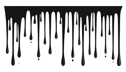 Dripping black paint on white background