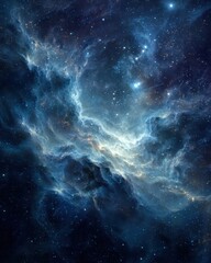 Fototapeta premium Cosmic Nebulas Ethereal Dance - A Vibrant Blue and White Galaxy Display.