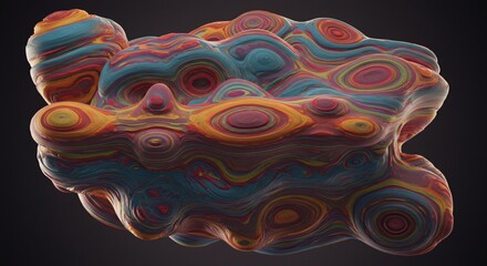a very colorful object on a black background
