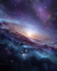 Fototapeta premium Ethereal Galaxy Formation - Cosmic Dust Clouds and Radiant Light.