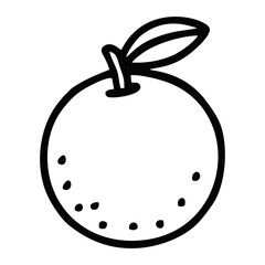 black and white line art illustration of an orange
