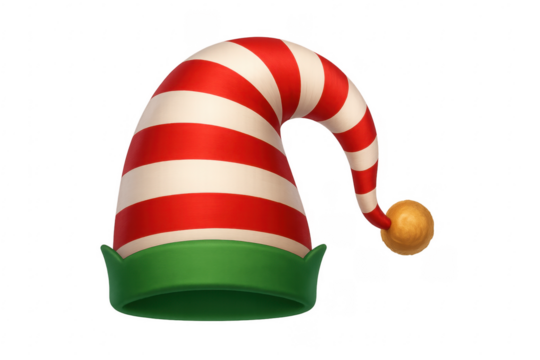 Striped red and white elf hat for christmas holiday