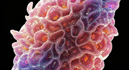 a close up of a colorful substance on a black background