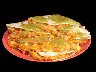 Chicken and Cheese Quesadillas with Green Salsa on Plate