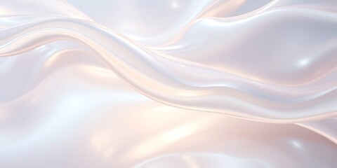A smooth, pearlescent abstract of soft, undulating waves of white, pink, and light blue fabric or liquid.

