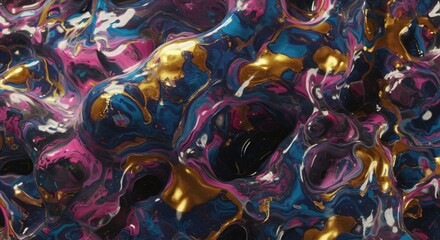 a colorful marble background with gold, blue and pink