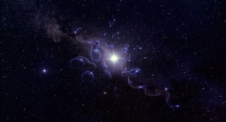 Cosmic nebula, glowing star, dark space