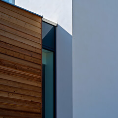Modern Architectural Detail: Abstract close-up of a contemporary building, showcasing a striking composition of textures, light, and shadow.
