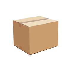 3D Realistic Cardboard Box Close Up. Brown Packaging Container Isolated on White Background.