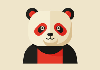 Vector art of a panda with black ears red eye patches and a red body