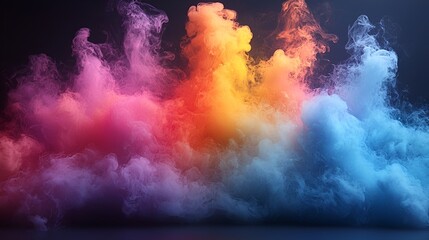 Colorful smoke clouds on dark background.