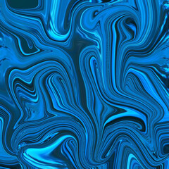 Obraz premium Vivid blue fluid abstract swirl with dynamic marble textures, offering a striking and modern background for creative digital design. Golden keywords: abstract, blue, fluid, marble, design.
