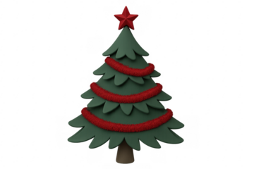 Christmas tree with red garland and star topper