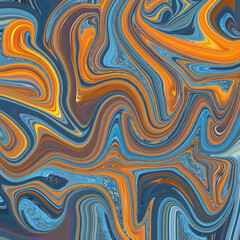 Obraz premium Vibrant abstract swirl in orange and blue tones, perfect as modern background, art texture, or digital design element.