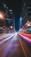 Obraz premium City Light Speed – 夜の都市を駆け抜ける光