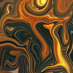 Bold abstract swirl design with glowing golden and black tones, creating dramatic marble textures for luxury fashion, digital art, and contemporary interiors.