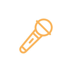 Golden Microphone Icon With Simple Line Art Style on a White Background