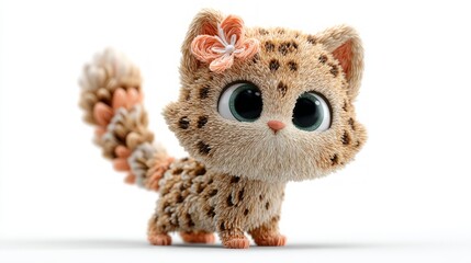 Fototapeta premium Adorable Cartoon Cat Character with Cute Features and Playful Style