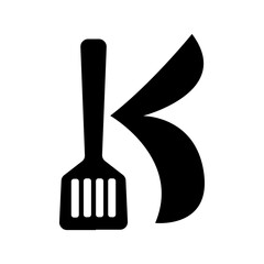 Spatula Letter K Logo, Kitchen Utensil Icon
