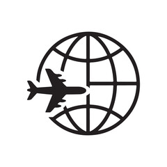 Airplane Logo with Globe Symbol for Global Travel Vector Design