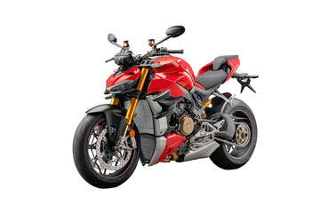 Fototapeta premium Red Sportbike with Gold Accents on Transparent Background
