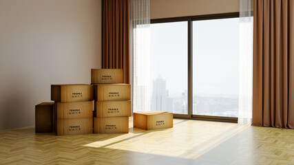 Large luxury modern bright interiors Living room mockup illustration 3D rendering image