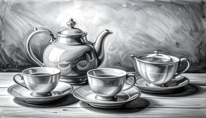 Still life of tea set