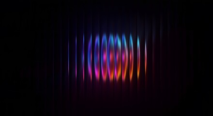 Abstract dark background with colorful vertical lines and light reflections