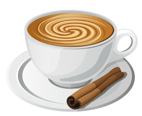 Cup of Cappuccino, PNG with transparent background (no background).