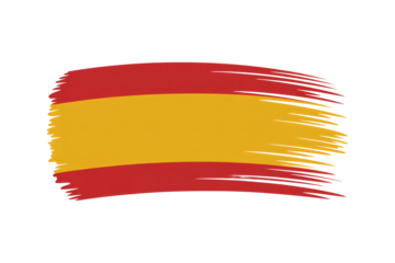 Clean Flat Vector Illustration Showcasing Spanish Flag in Dynamic Brushstroke on transparent background