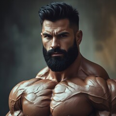 Muscular Fitness Man Posing at Gym