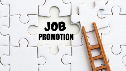 Job Promotion Text Revealed on White Puzzle with Ladder