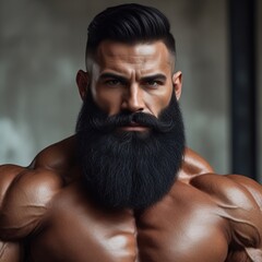 Muscular Fitness Man Posing at Gym