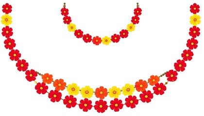 Obraz premium Two flower garlands in red and yellow