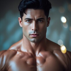 Muscular Fitness Man Posing at Gym