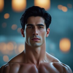 Muscular Fitness Man Posing at Gym