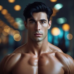 Muscular Fitness Man Posing at Gym