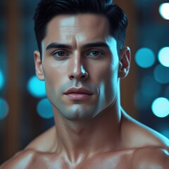 Muscular Fitness Man Posing at Gym