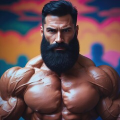 Muscular Fitness Man Posing at Gym