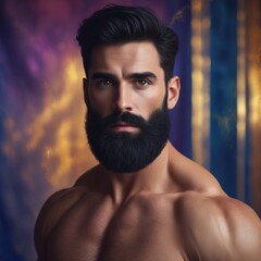 Muscular Fitness Man Posing at Gym